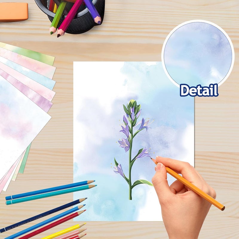 fuceury 60 Sheets Watercolored Stationery Paper, 8.5 x 11 inch Double-Sided Pastel Paper for Writing Letters and Invitations(Style 02) - Image 4